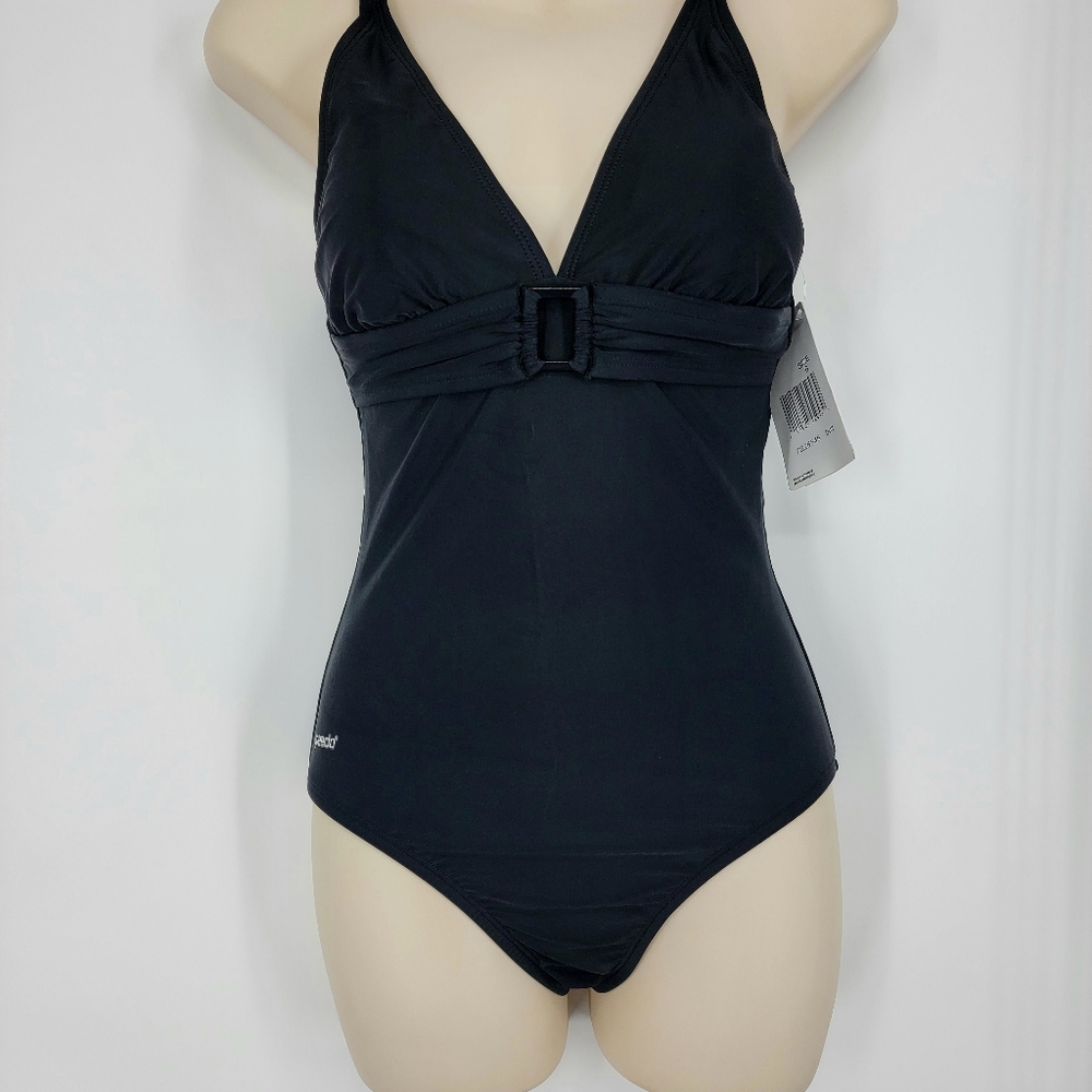 Speedo Swimsuit Black One Piece New 6